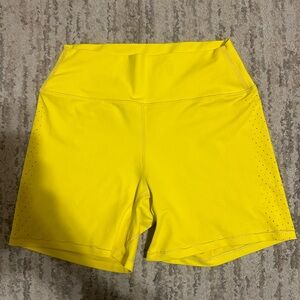 Buffbunny Yellow High Rise Perforated Biker Shorts